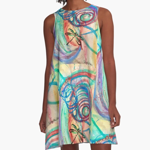 Dragonfly Spiraling A-Line Dress