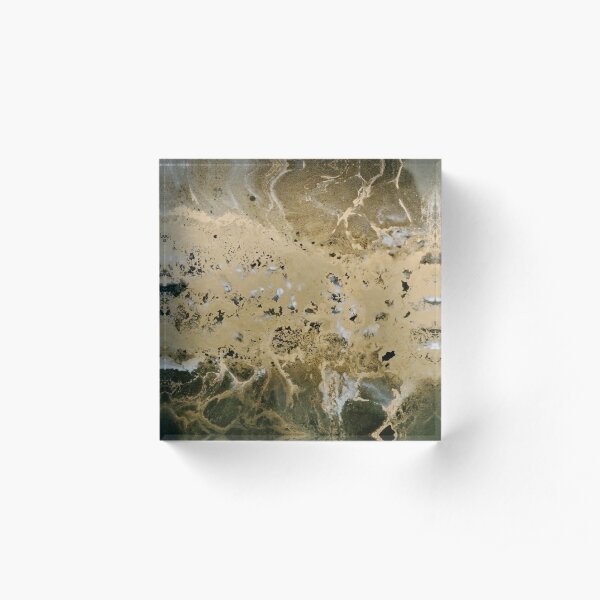 Golden Middle, Resin Art, Resin, Epoxy Resin, Fluid Art Acrylic Block