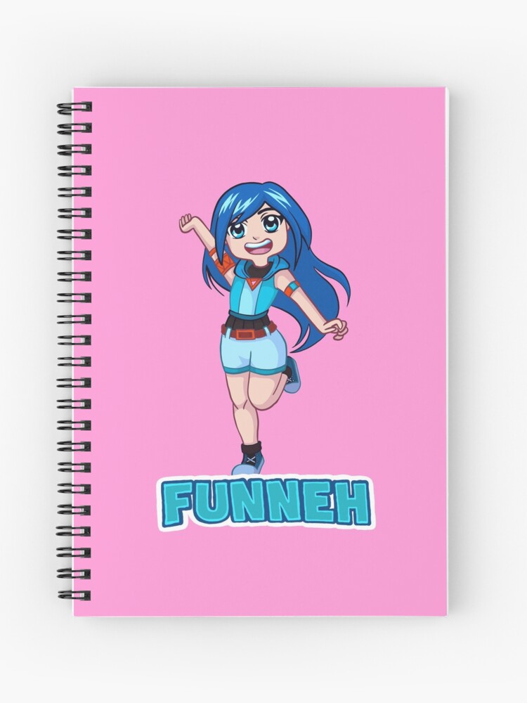 Funneh Blue Haired Gamer Spiral Notebook By Pickledjo Redbubble - funneh roblox water bottle redbubble