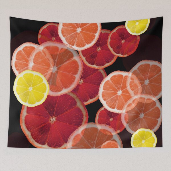 Item preview,    SLICED LEMONS & ORANGE CITRUS BLACK COLOR ABSTRACT  ART  designed and sold by sharlesart.