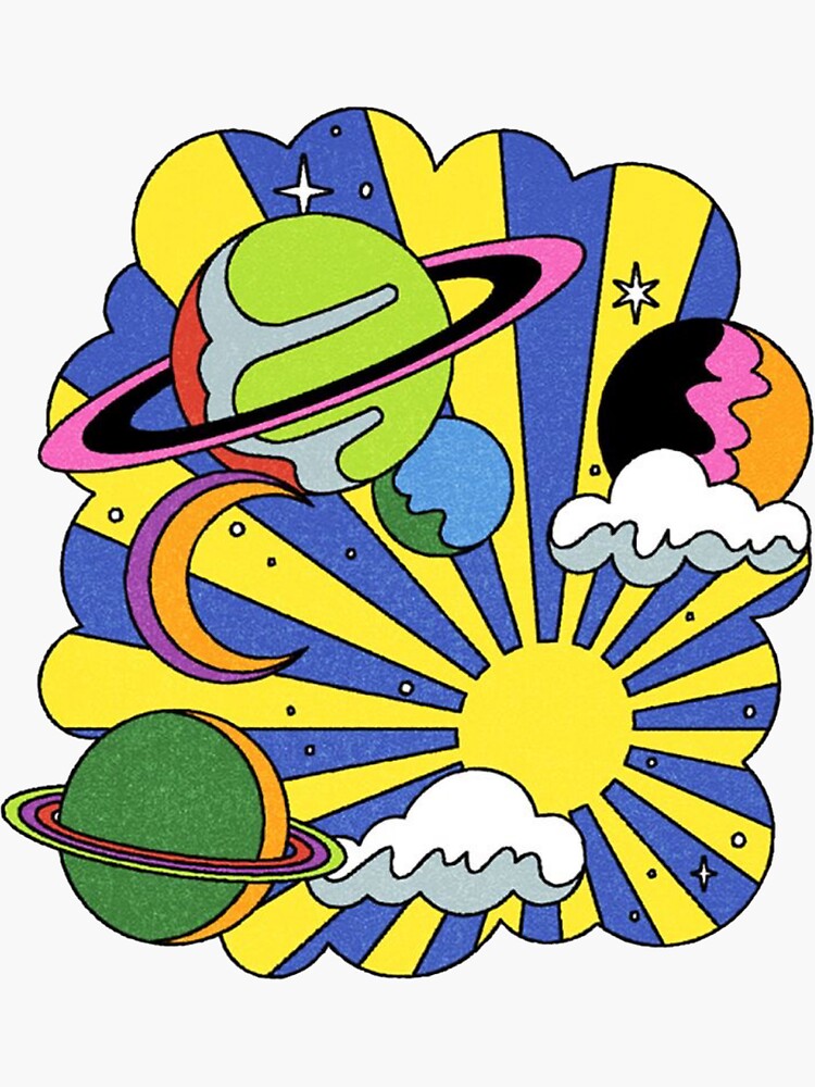 Thumbnail 3 of 3, Sticker, Retro Planets designed and sold by paytonstach.