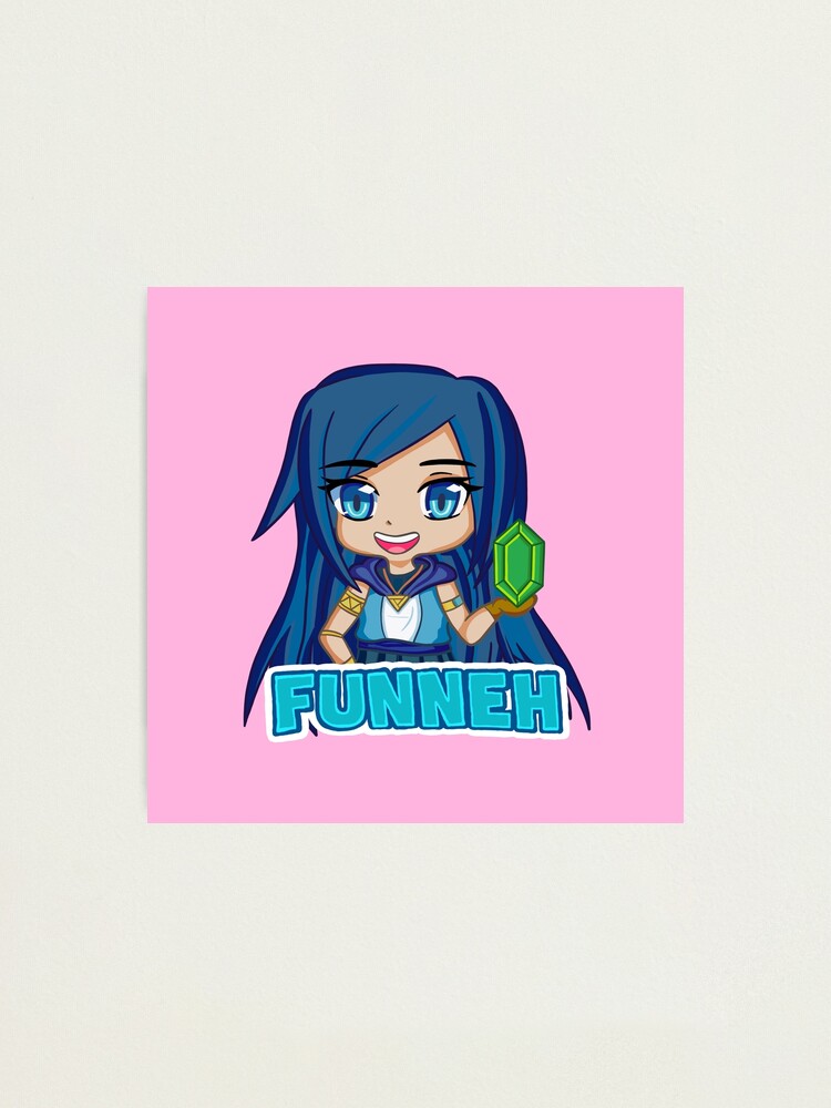 Funneh Blue Hair Gamer Photographic Print By Pickledjo Redbubble - transparent cotton candy roblox hair