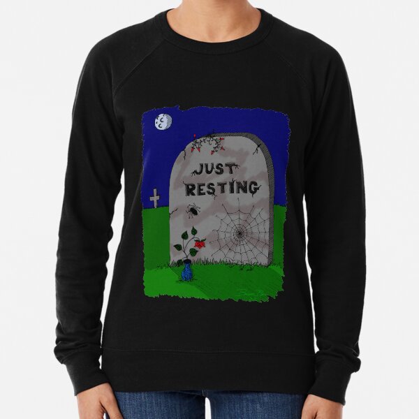 Goth Halloween Night Spider Web Tombstone Lightweight Sweatshirt