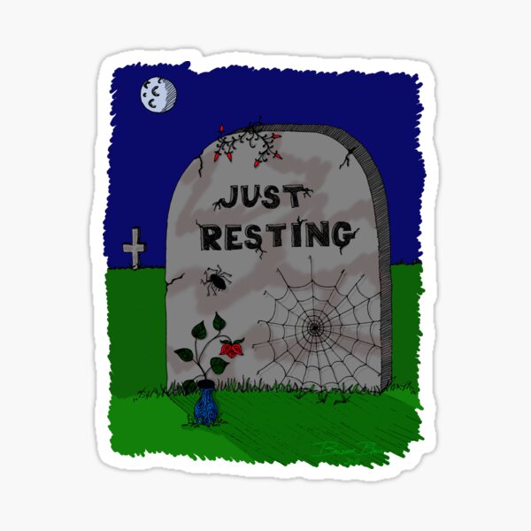 Goth Halloween Night Spider Web Tombstone Sticker