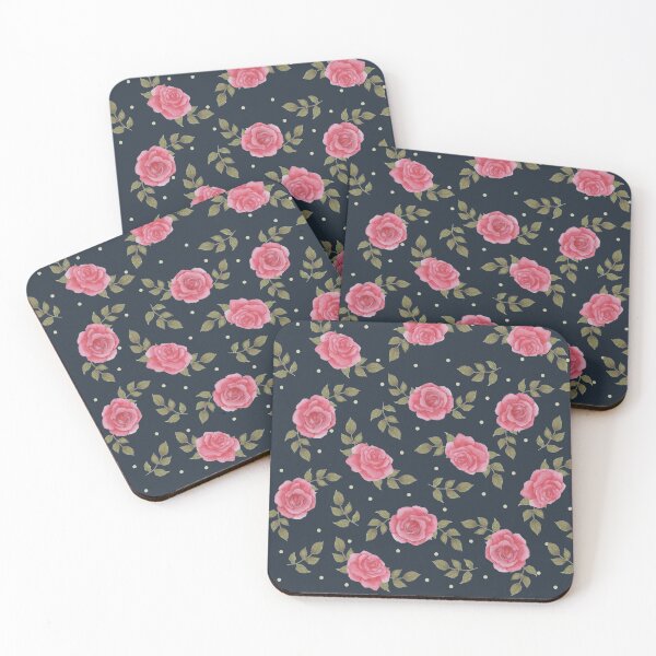 Item preview, Rose pink watercolour on gray background girly pattern designed and sold by littlebluefawn.