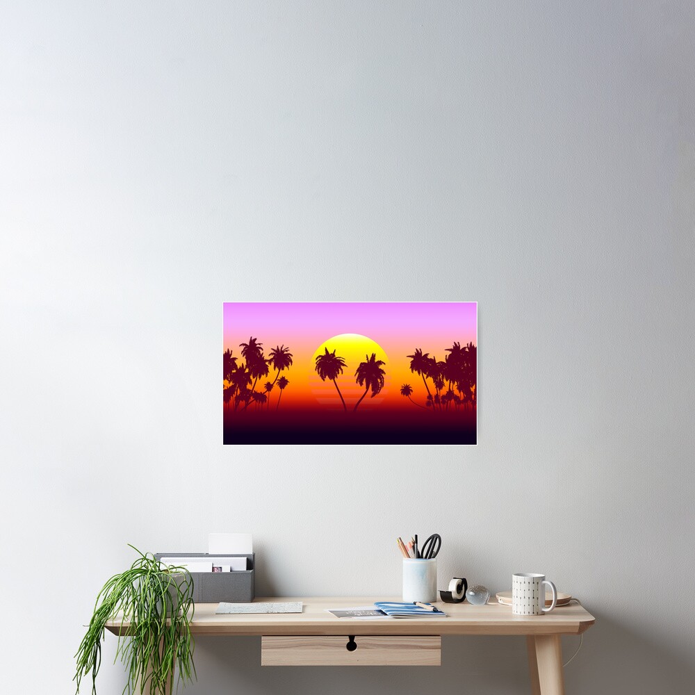 Palm Trees Sunset Poster