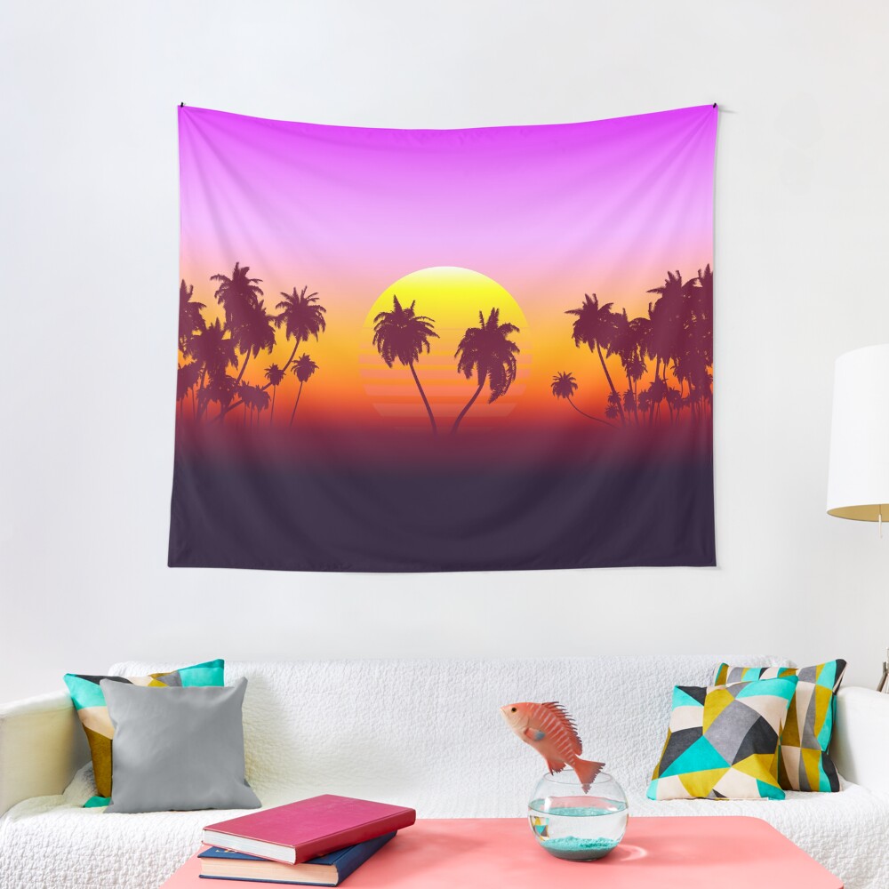Palm Trees Sunset Tapestry