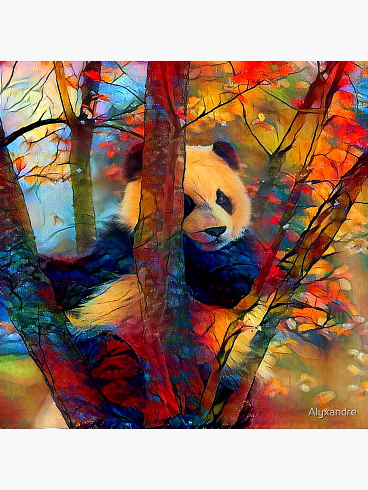 Panda At Autumn Sunset Poster For Sale By Alyxandre Redbubble
