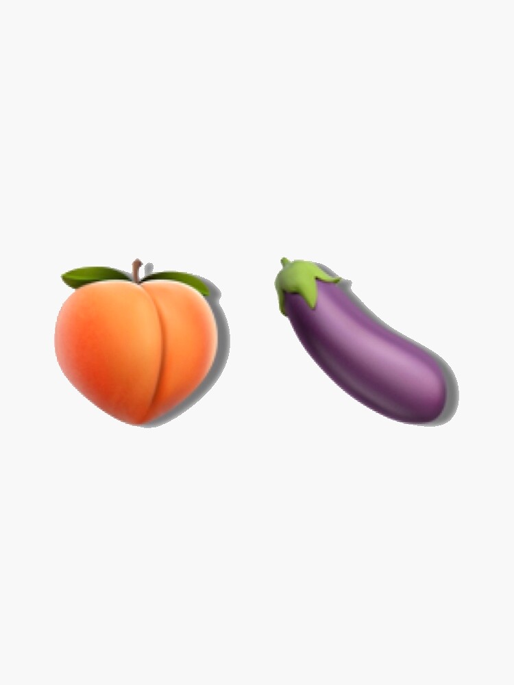 "peach and eggplant emojis" Sticker by zoeemama Redbubble
