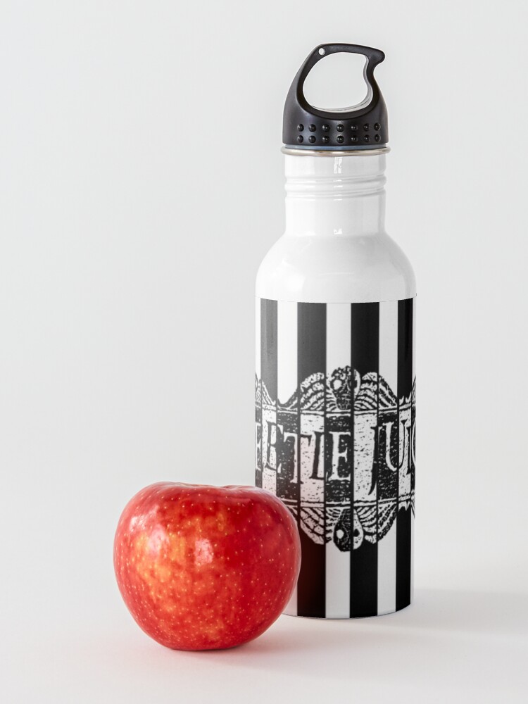 Alternate view of Black and White Beetlejuice Wallpaper Water Bottle