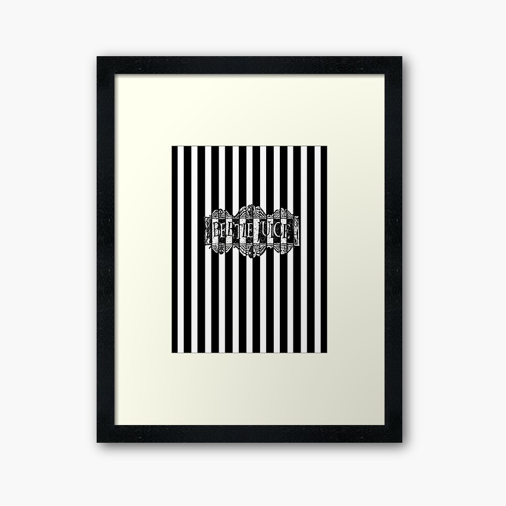 black and white beetlejuice wallpaper framed art print by faerendipity redbubble redbubble