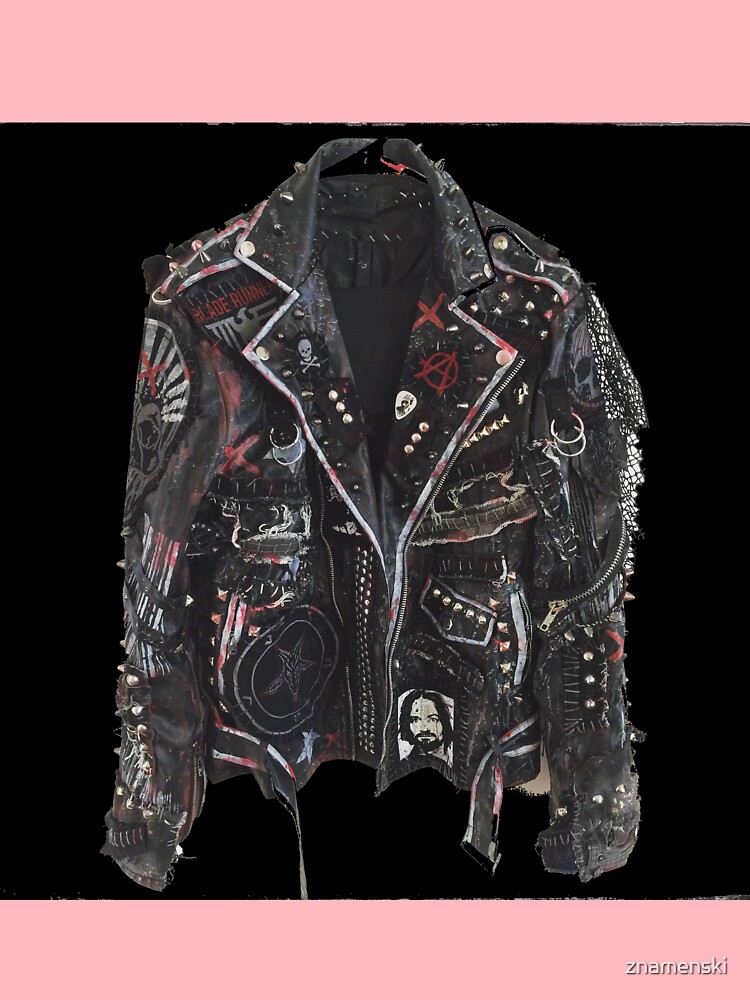 Fashionable leather jacket of hippies or punk by znamenski