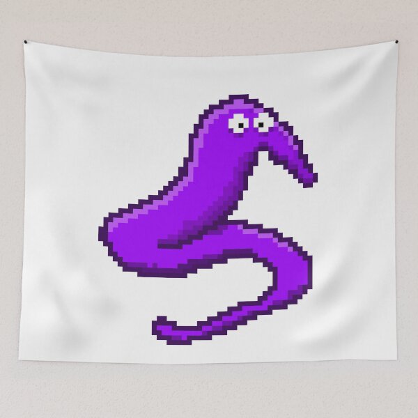 Item preview, Purple Fuzzy Worm On A String Meme Pixel Art designed and sold by Good-Find.