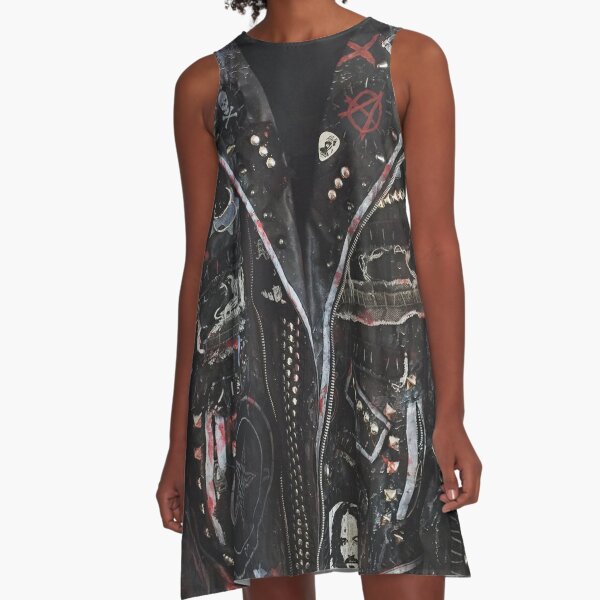 Fashionable leather jacket of hippies or punk A-Line Dress