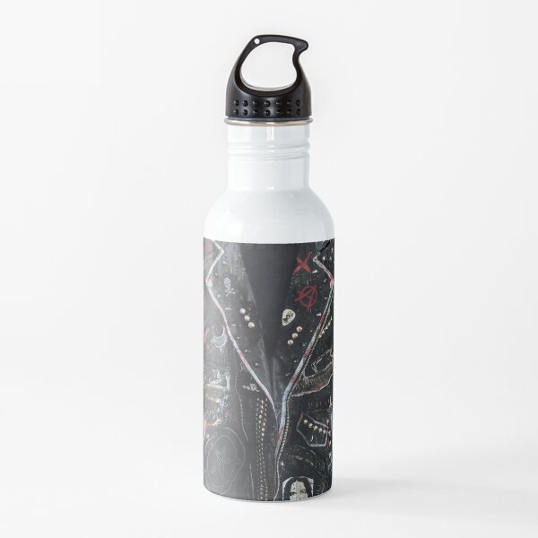 Fashionable leather jacket of hippies or punk Water Bottle