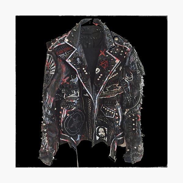 Fashionable leather jacket of hippies or punk Photographic Print