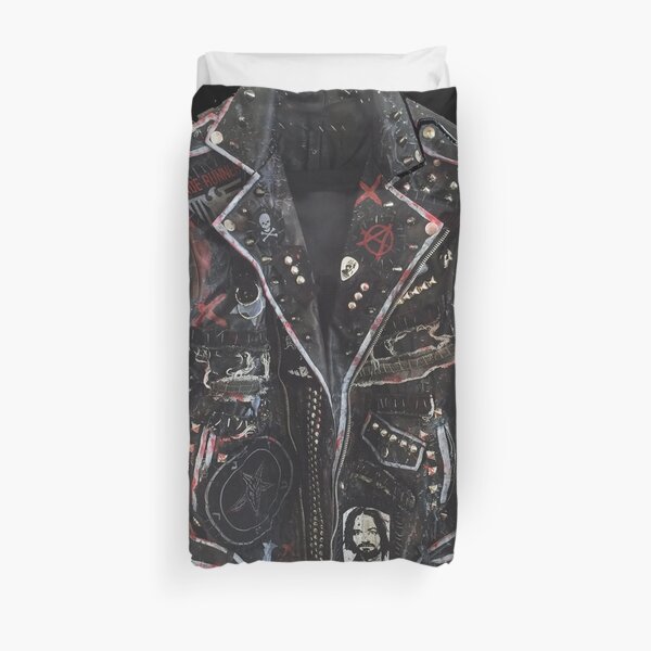 Fashionable leather jacket of hippies or punk Duvet Cover