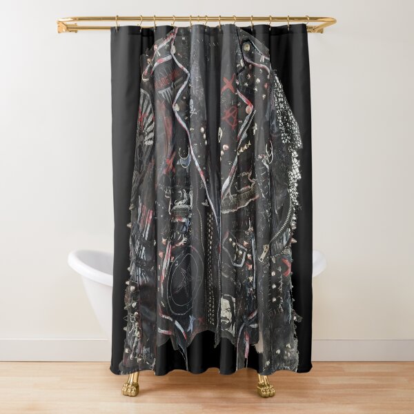 Fashionable leather jacket of hippies or punk Shower Curtain