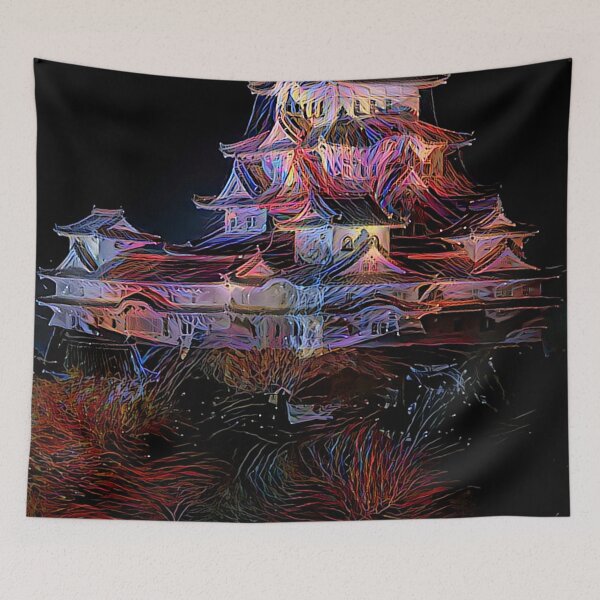 Item preview, Neon Night Sketch Japanese Castle designed and sold by Alyxandre.