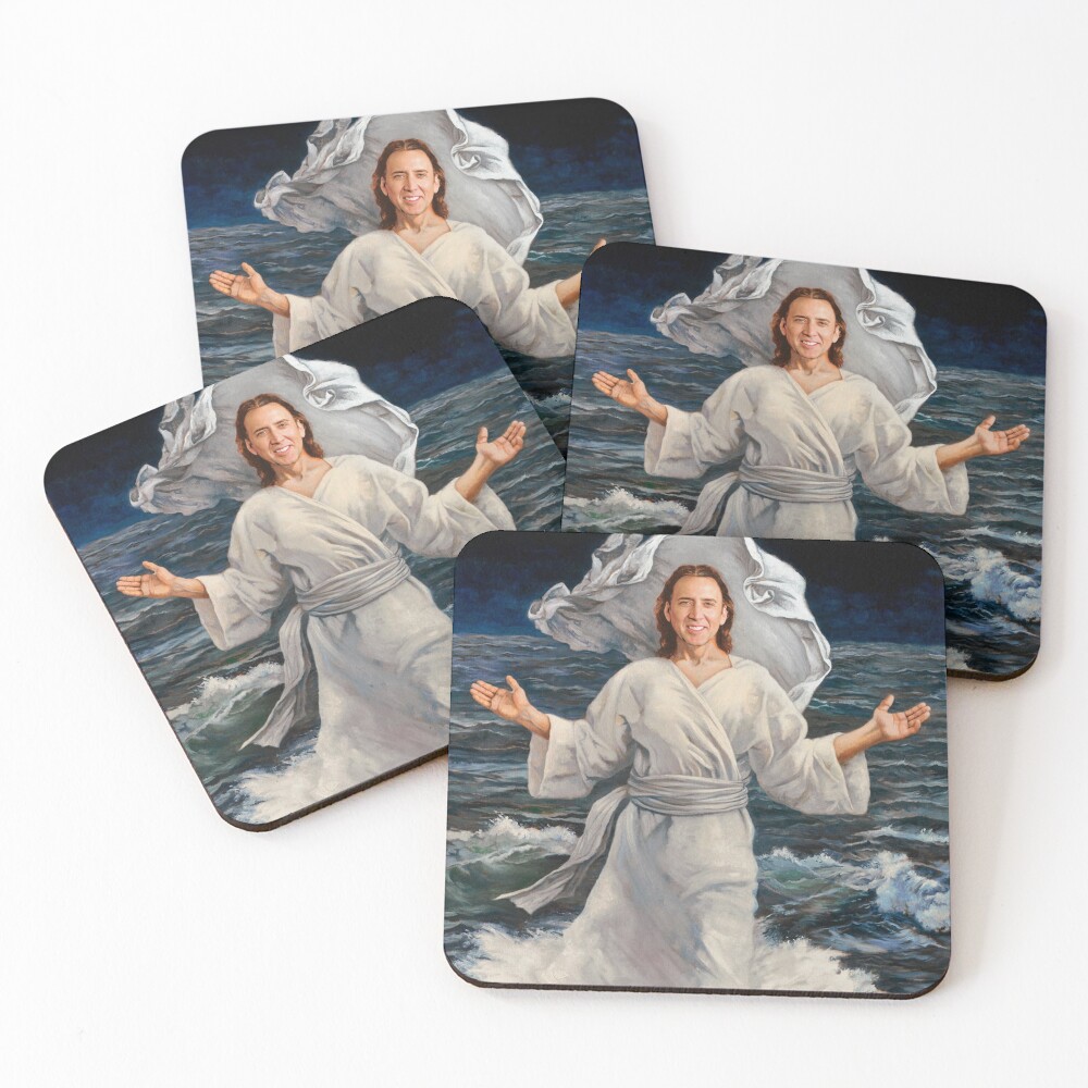 Nicolas Cage walking on water Coasters (Set of 4)