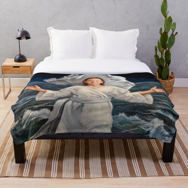 Nicolas Cage walking on water Throw Blanket