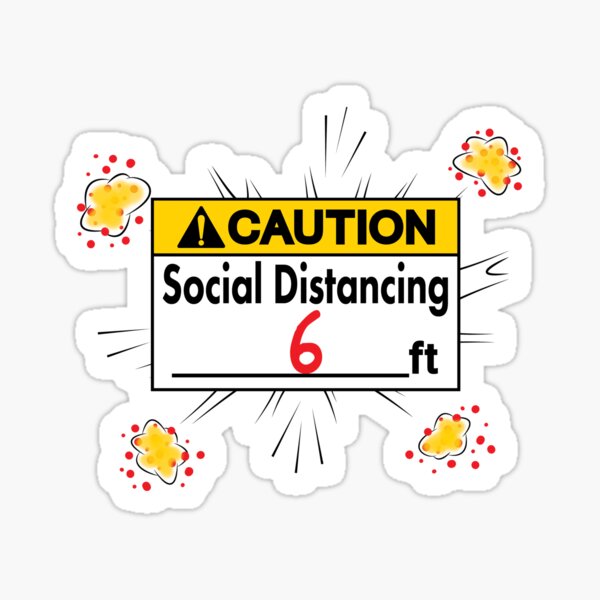 Caution Social Distancing 6 Ft. Sticker