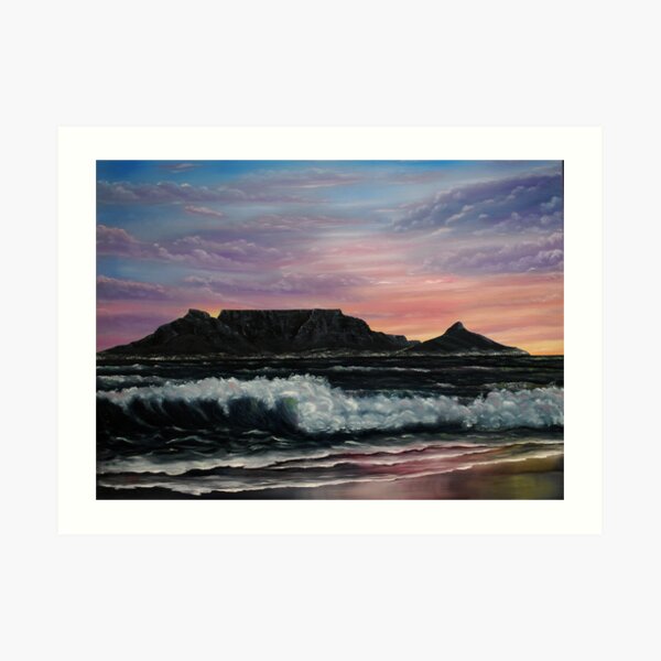 Sunset over Cape Town - Oil Painting Art Print