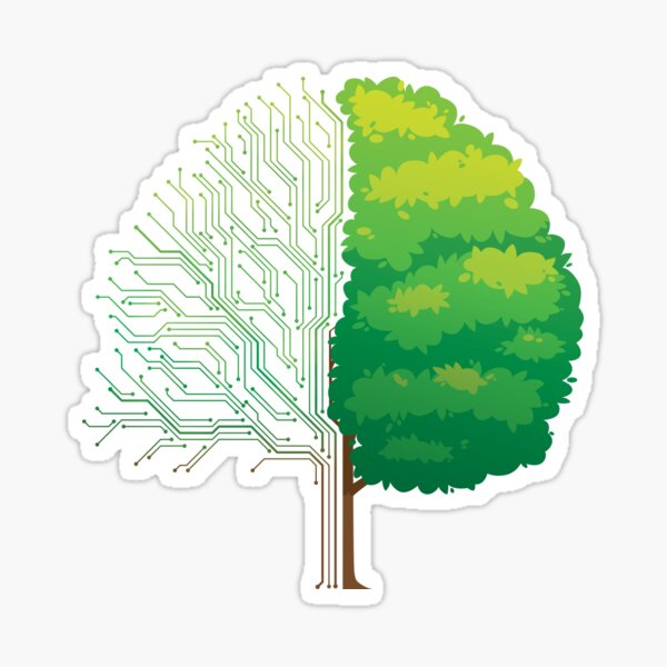 Tree half circuit board half natural Sticker