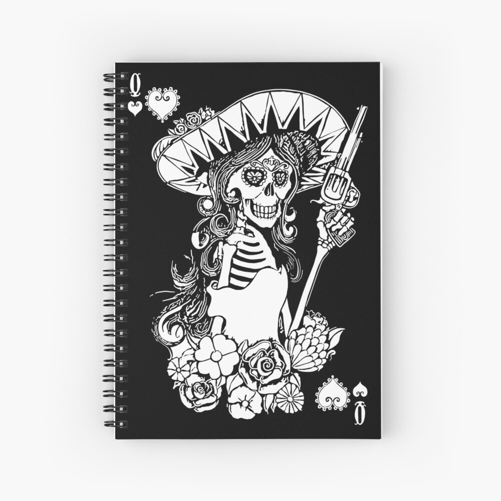 Day of the Dead Queen of Hearts Spiral Notebook