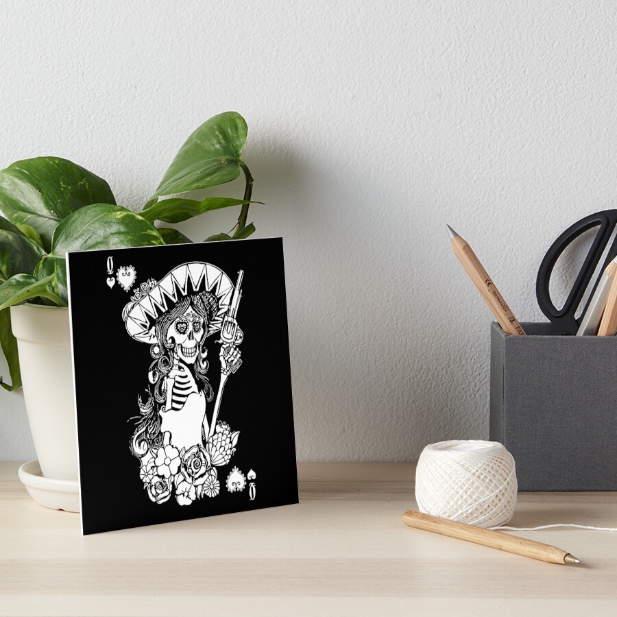 Day of the Dead Queen of Hearts Art Board Print