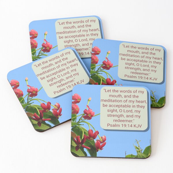 Item preview, Psalm 19:14 with Red Flowers against Blue Sky designed and sold by Linda Walsh.