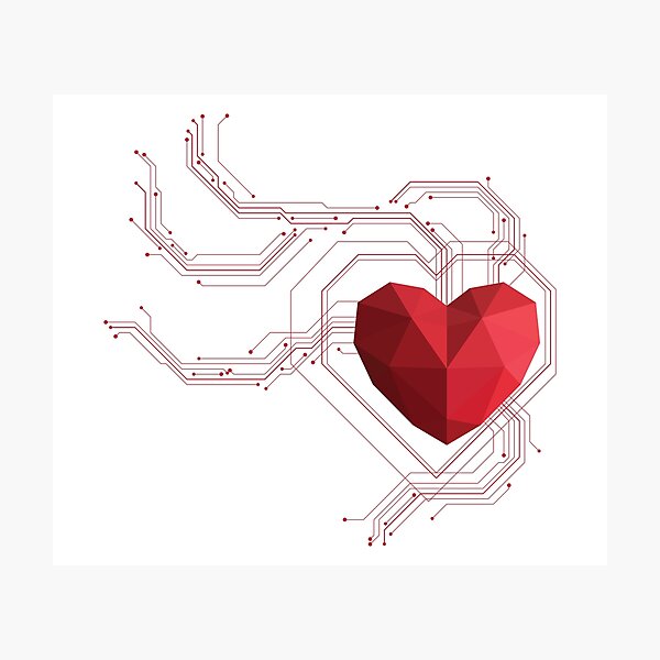 Polygon heart with circuit board Photographic Print