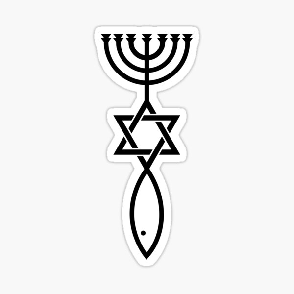 Jerusalem Messianic Seal Icthys Magen David Menorah Jesus Sticker