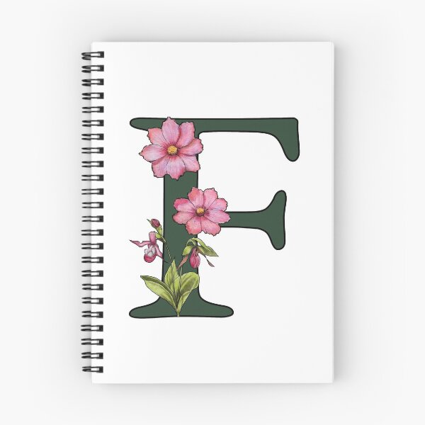 Item preview, Letter F, Initial, Monogram, Alphabet Letter, Flowers, Ladyslipper, Cosmos, Pink designed and sold by JoyfulWhimsy.
