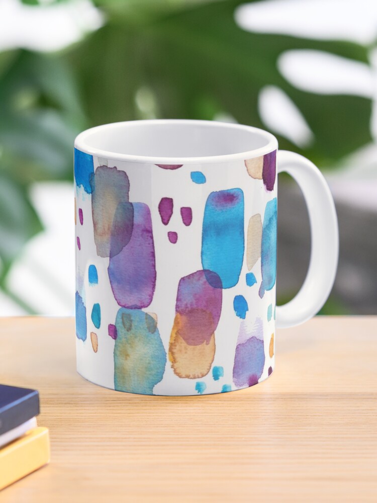 Coffee Mug, Watercolors blue and purple strokes designed and sold by Florcitasart