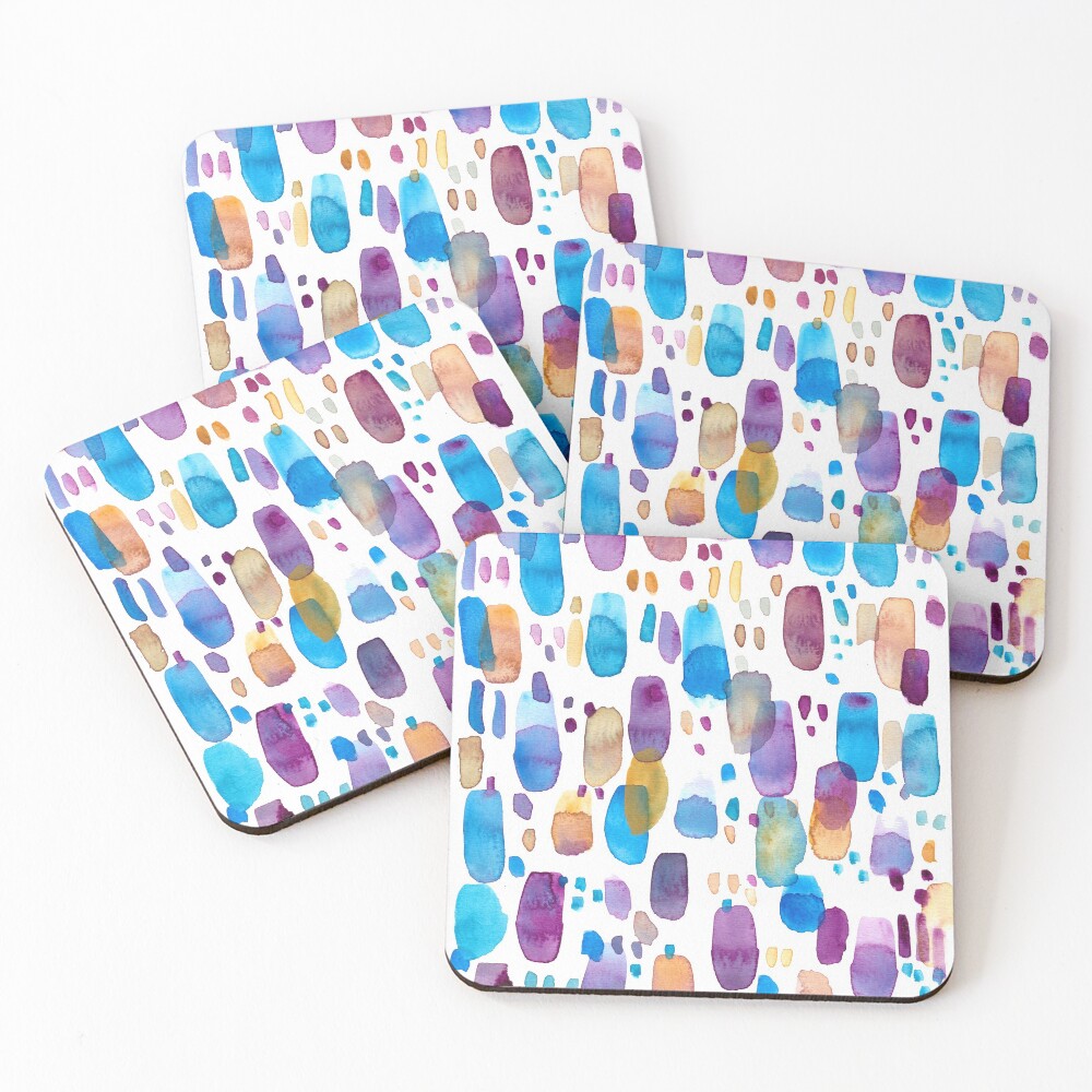 Watercolors blue and purple strokes Coasters (Set of 4)