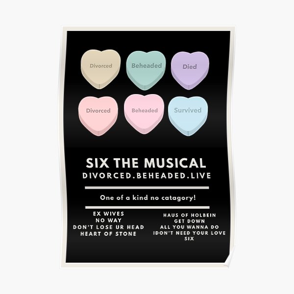 Six The Musical Candy Hearts Poster Poster