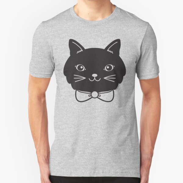 Cool Black Kitty Cat Face Slim Fit T-Shirt