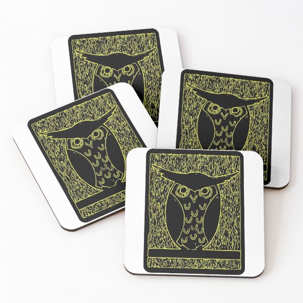 Item preview, Owl sitting on the branch in yellow / black designed and sold by Zwuck.