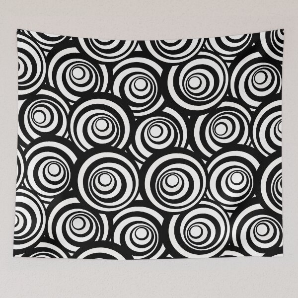 Item preview, Retro Black and White Circles Op Art designed and sold by ArtformDesigns.