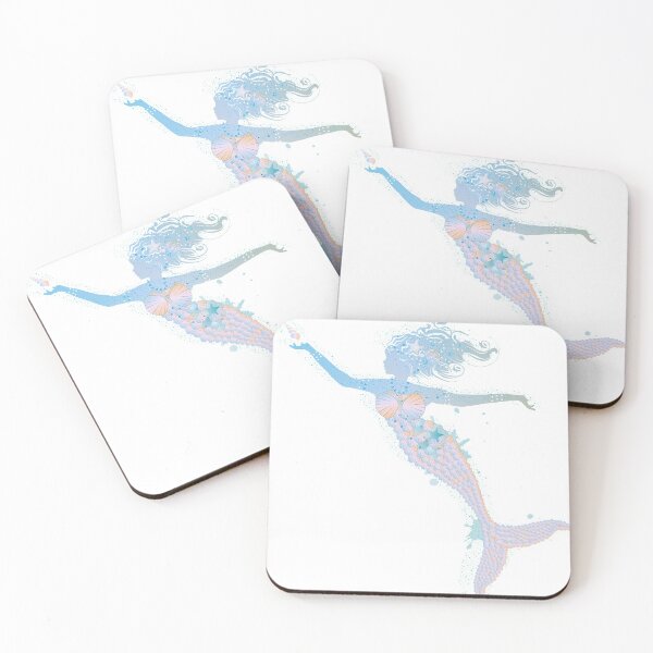 Item preview, playful mermaid in cool pastel colors designed and sold by Kisho.