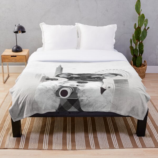 Schnauzer with Camera Throw Blanket