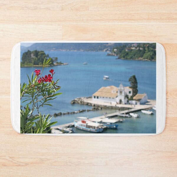Item preview, Flower and blured Vlacherna monastery Corfu island Greece designed and sold by goceris.