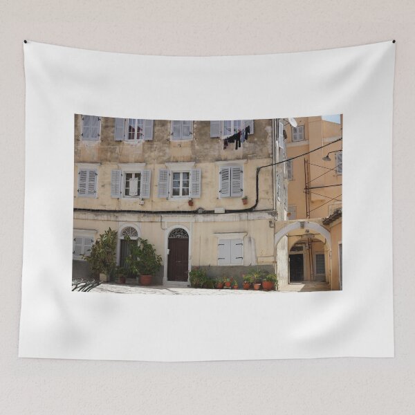 Item preview, Old building facade Corfu town Greece designed and sold by goceris.