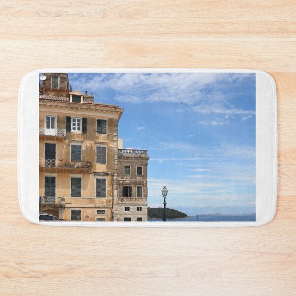Item preview, Old buildings sea and blue sky Corfu Greece designed and sold by goceris.