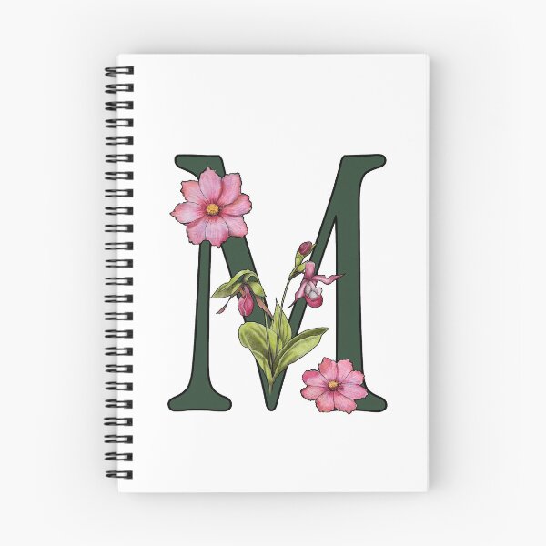 Item preview, Letter M, Initial, Monogram, Alphabet Letter, Flowers, Ladyslipper, Cosmos, Pink designed and sold by JoyfulWhimsy.