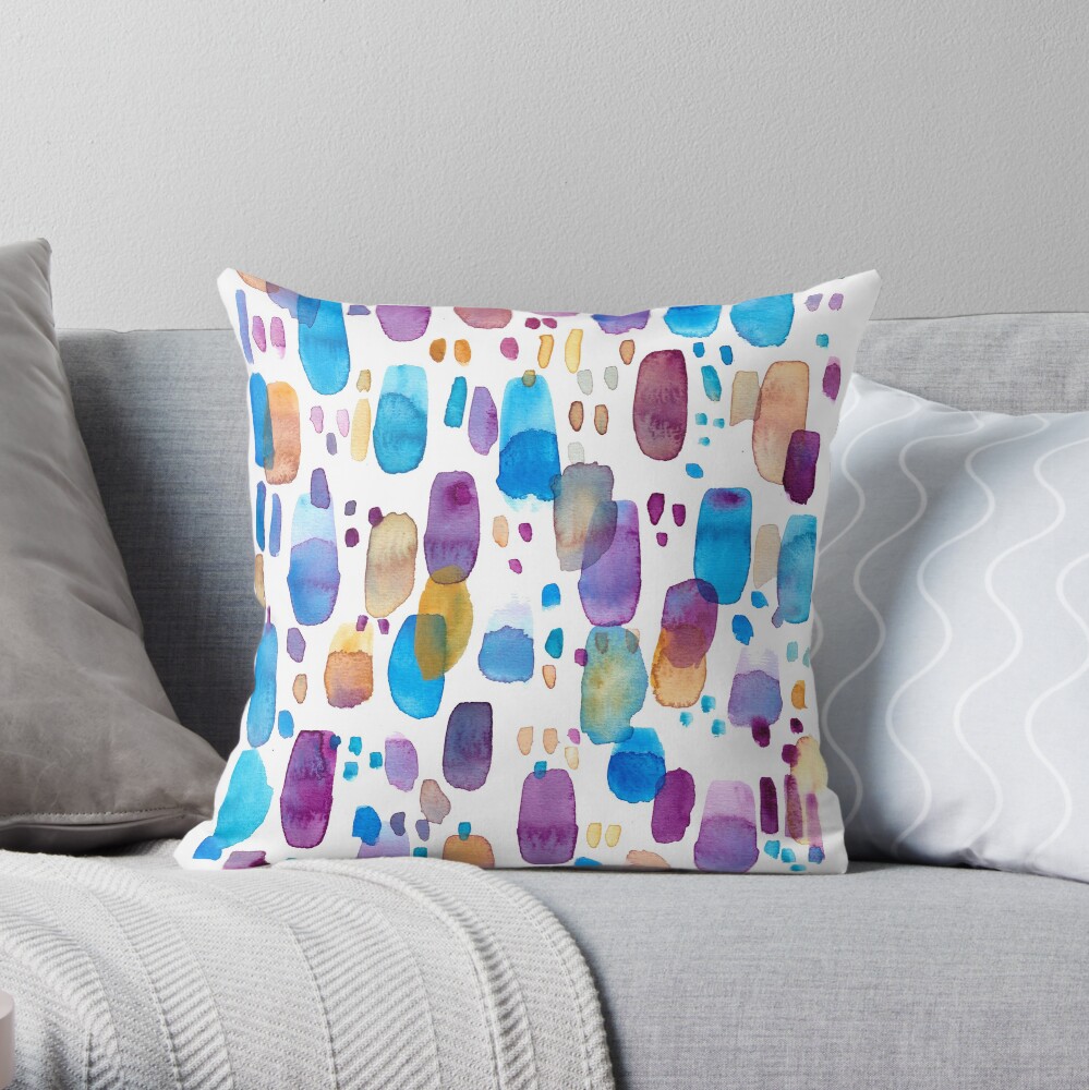 Watercolors blue and purple strokes Throw Pillow
