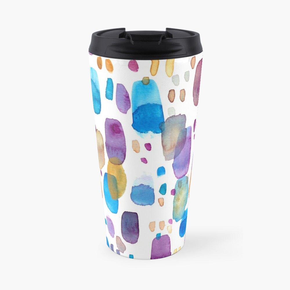 Watercolors blue and purple strokes Travel Coffee Mug