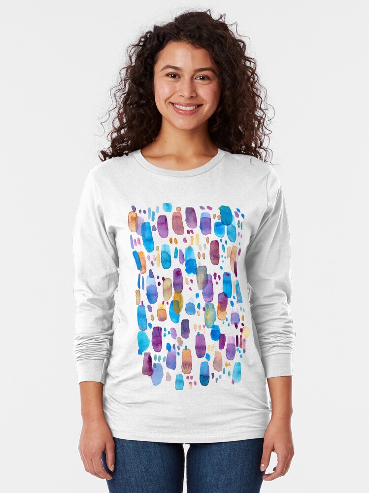 Thumbnail 2 of 5, Long Sleeve T-Shirt, Watercolors blue and purple strokes designed and sold by Florcitasart.