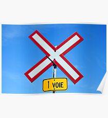 Railroad crossing sign. Poster